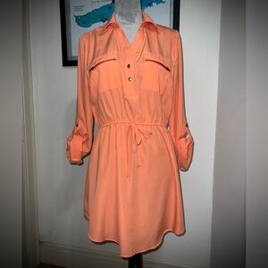 🧡Price Drop! Justify Vibrant Orange Super Cute Sexy Shirtdress Size Large